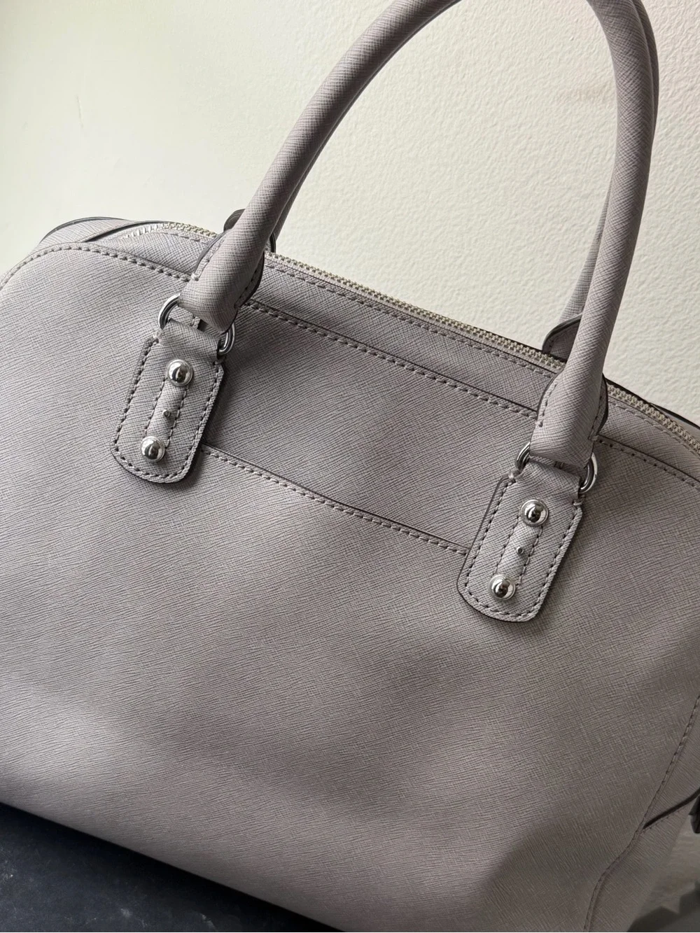 Michael Kors Gray Saffiano Dome Satchel
